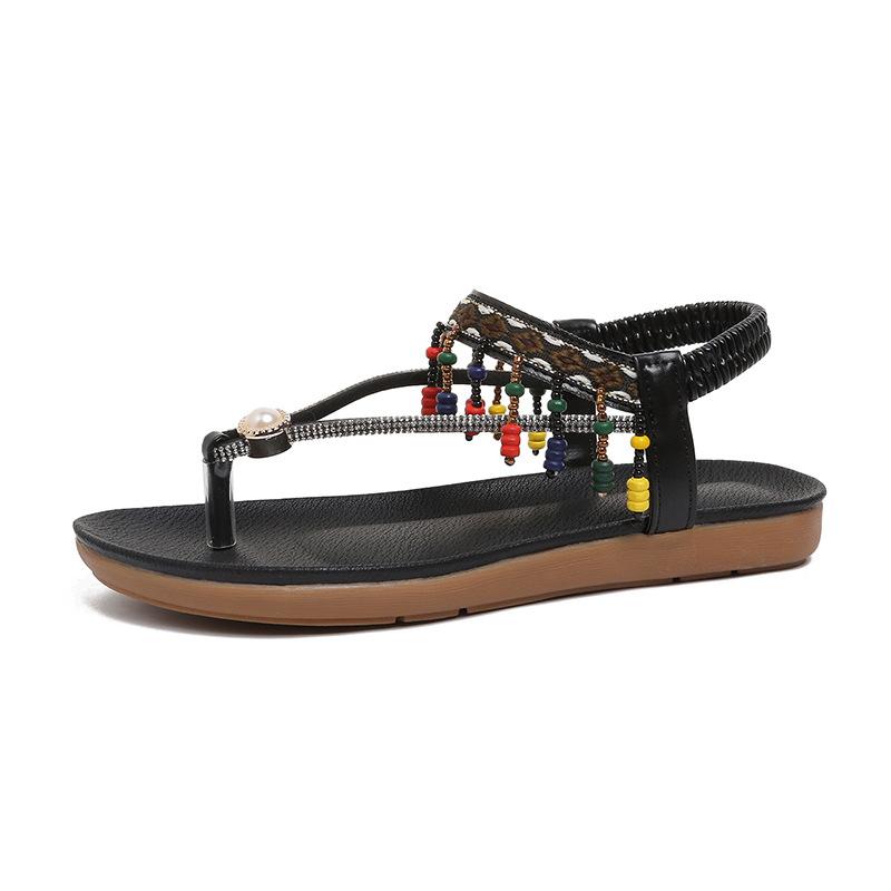 Summer 2026 Fashion Women Flats Rhinestone Plus Size Shoes for Women 36-43 Platform Elastic Band Sandals Beach Shoes