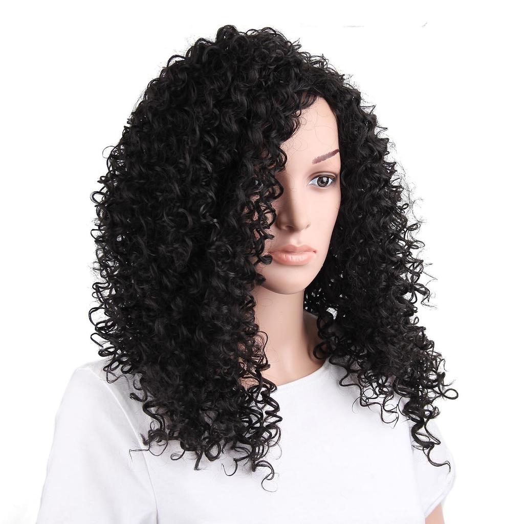 Female Fashion Long Curly Lace Frontal Synthetic Wig Full Wig  Hair Corn Wave Wig for Black