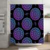 Purple Blue Mandala Shower Curtain Waterproof Bathroom Decor for Bathtub Size 69x70 inches Black Background with Flowers (Set)