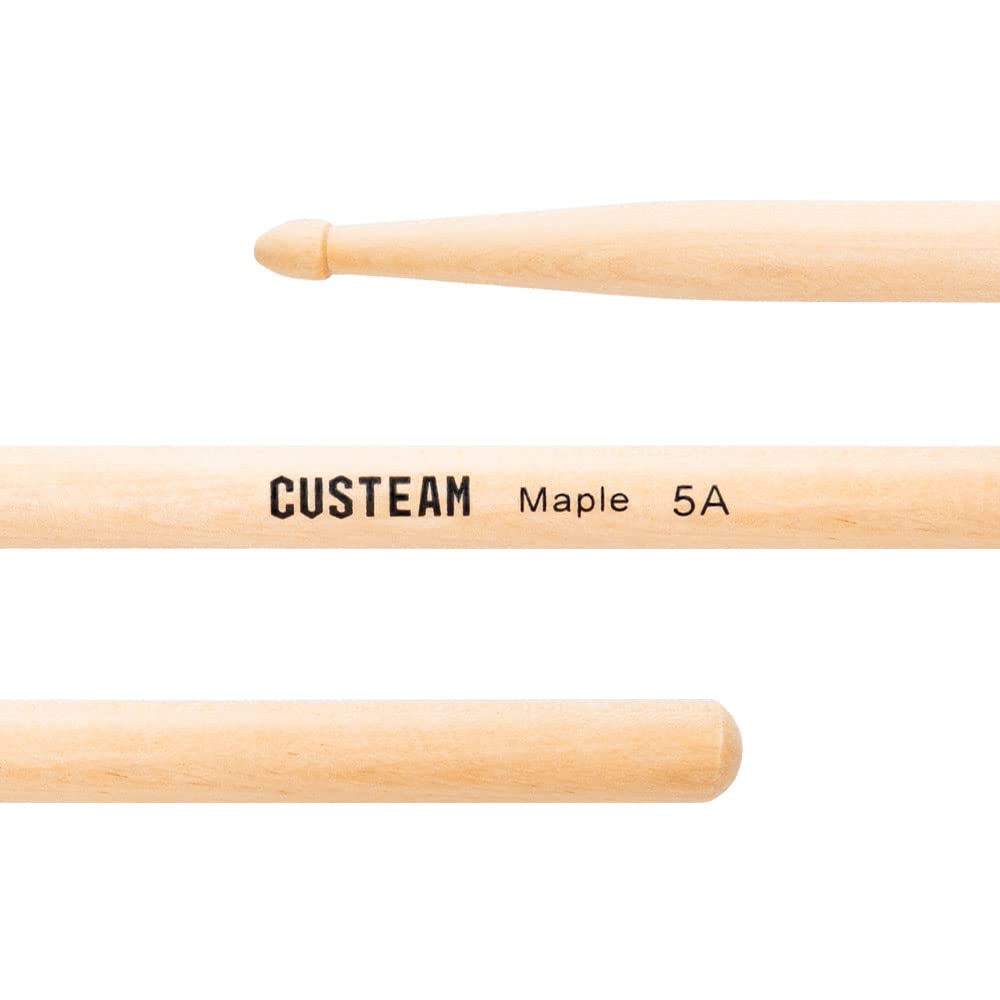 CUSTEAM 5A Maple Drumsticks for Practice, Set of 3 Pairs (6 Sticks), 42.5 X 5 X 3.5 Cm
