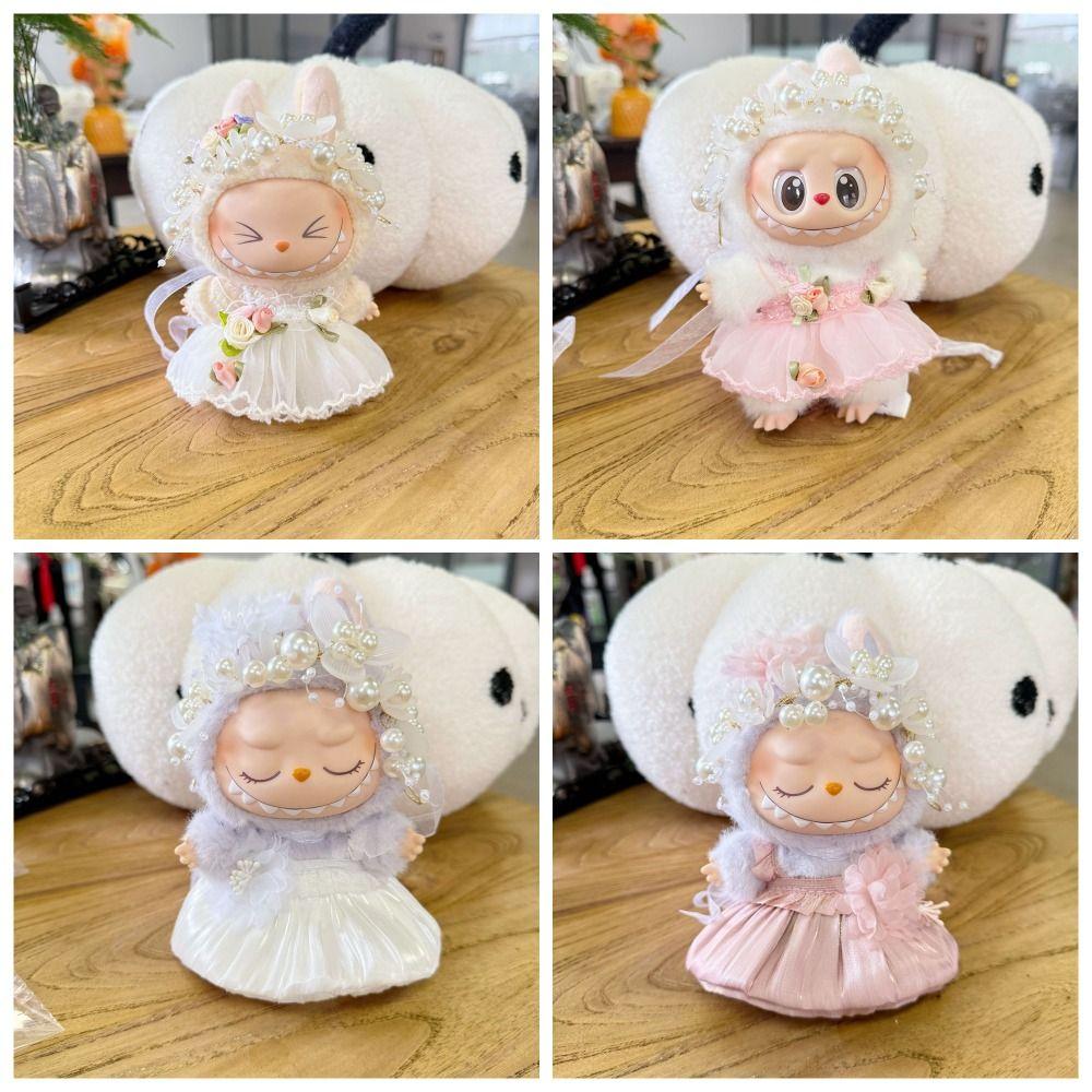 

Bowknot Sitting Labubu Time Cloth Flower Style 17cm Plush Dolls Clothes Cotton Doll Accessories Style 1