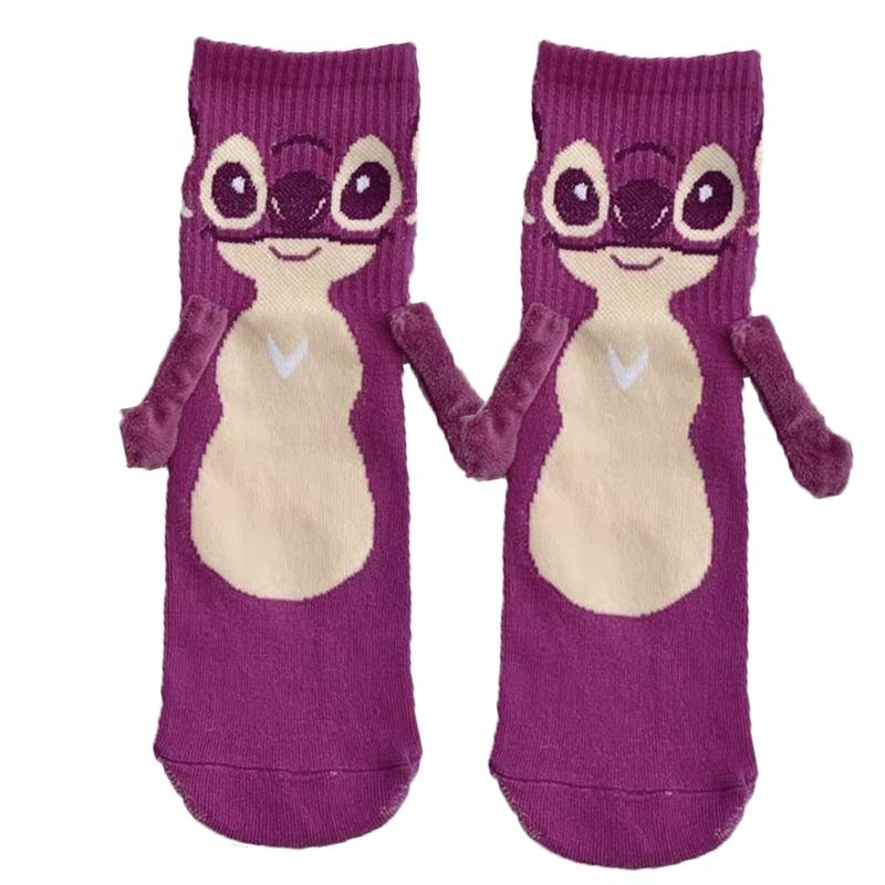 Stitch Magnet Hand In Hand Sock Cartoon Fun Fashion Soft Comfortable Creative Adults Children Christmas Stocking Toy Gift