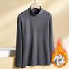 Men's Solid-color Casual High-neck Fitted Long-sleeved T-shirt, Men's Suede Warm Base Layer Top