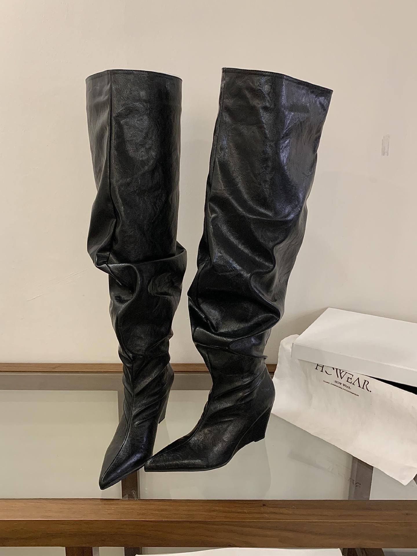 New Folded Large Tube Wedge Heel