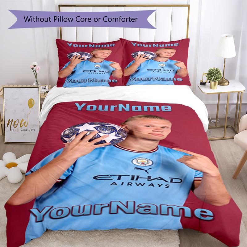 Haaland 252 Customize Your Name Bedding Set Breathable Duvet Cover with Pillowcases Home Decoration Birthday Gift