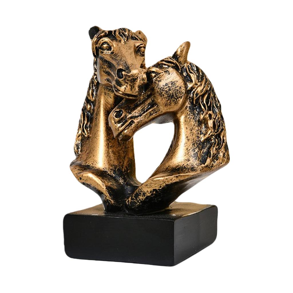 Couples Horse Figurines Horses Head Statue Paperweight Animal Sculptures Ornament for Home Office Desktop Decorations