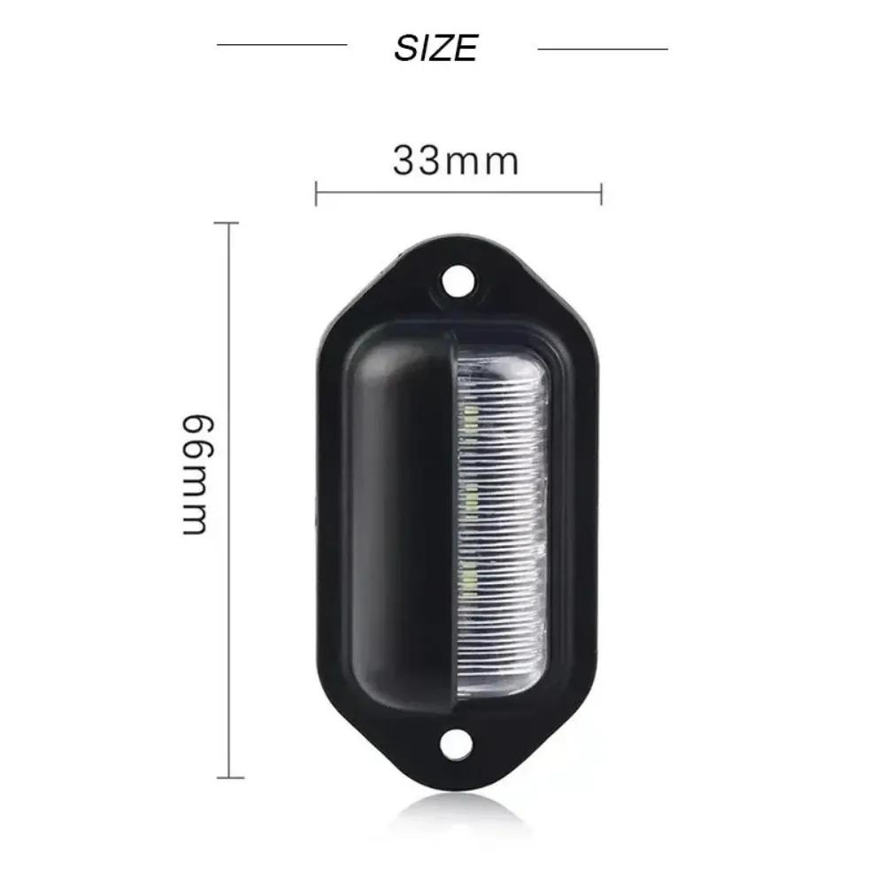 6 LED Car License Number Plate Lights Waterproof 12-24V Universal Truck RV Trailer Tail License Plate White Side Lamp Bulbs 2pcs