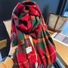 Women’s Red Plaid Tassel Scarf – Thick, Double-Sided Winter Shawl and Neck Warmer for Christmas