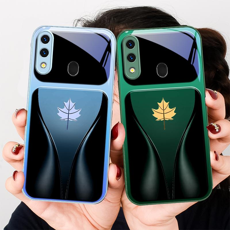 Blue Gradient Camellia For Samsung A20 30 22 23 24 25 26 31 32 A33 34 35 42 50 51 52 53 54 55 56 70 71 72 73 Glass Phone Case
