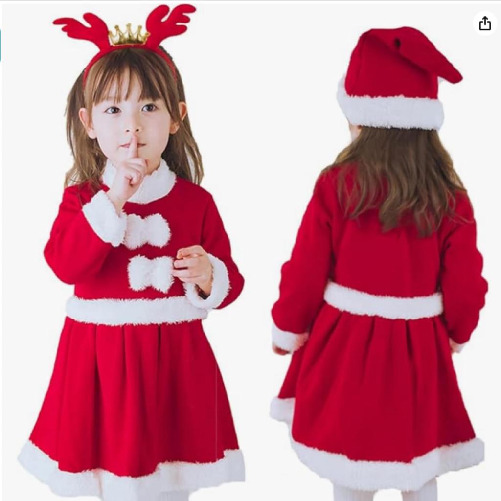 Santa Cosplay Kids Christmas Costume Kids Costume Santa Claus Girl Costume Cute Warm Santa Clothes Headband Hat Included Fluffy Christmas Kids Santa