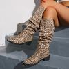 Fashion 2024 High Quality Women's Shoes Slip-on Women's Boots Fashion Leopard Print Modern Boots Women Winter Plus Size Knee-High Boots