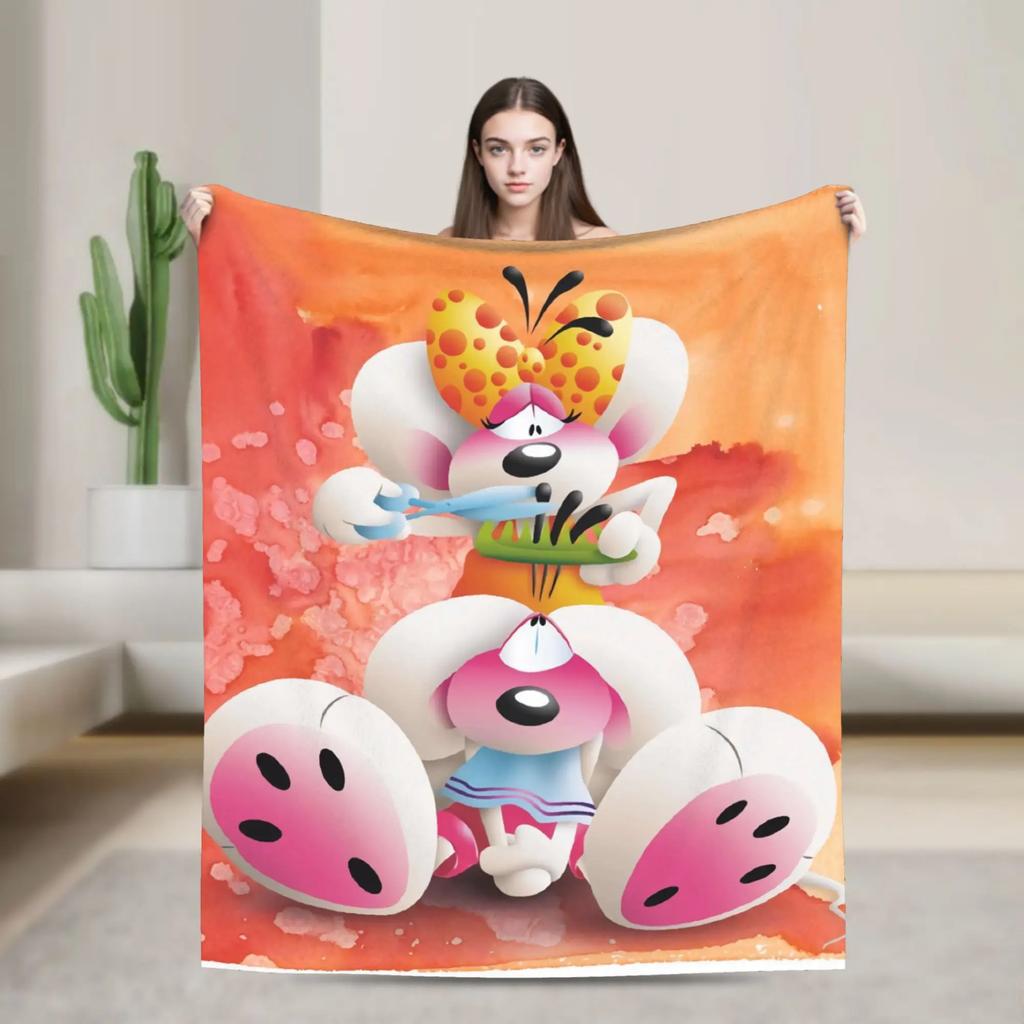 Morbido Plaid in Flanella Diddl Topo Carino per Bambini Copriletto Morbido e Caldo per Arredamento Casa Regalo di Compleanno