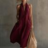 Women's Halter V Neck Sleeveless Loose Maxi Dress with Pockets Summer Dress
