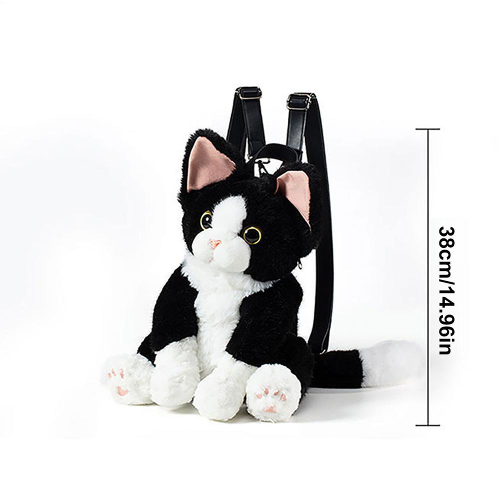 

Cat Shaped Backpack Soft Realistic Funny Animal Purse Shoulder Bag for Women Kids Adults Teens Daily Travel School Dating Party