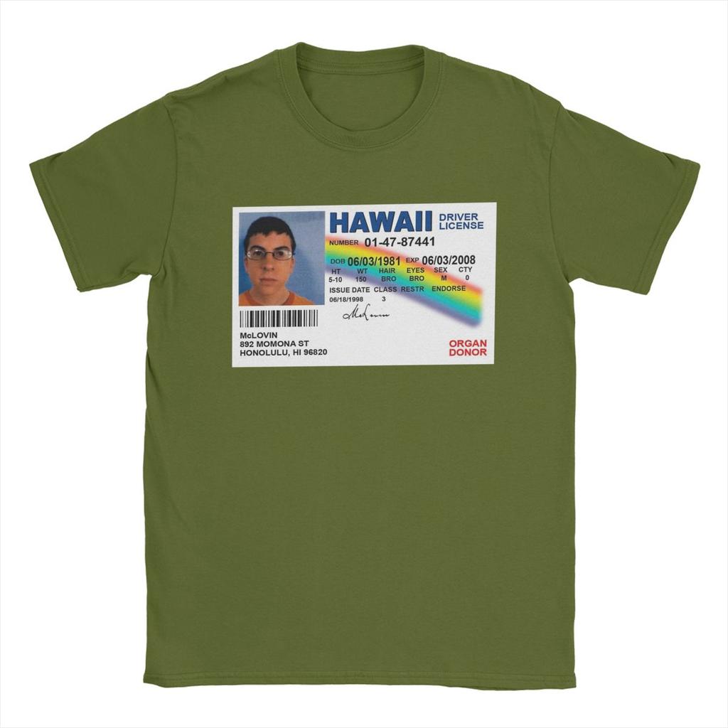 Men's T-Shirt Mclovin ID Superbad Vintage 100% Cotton Tees Short Sleeve T Shirt Crew Neck Tops Summer