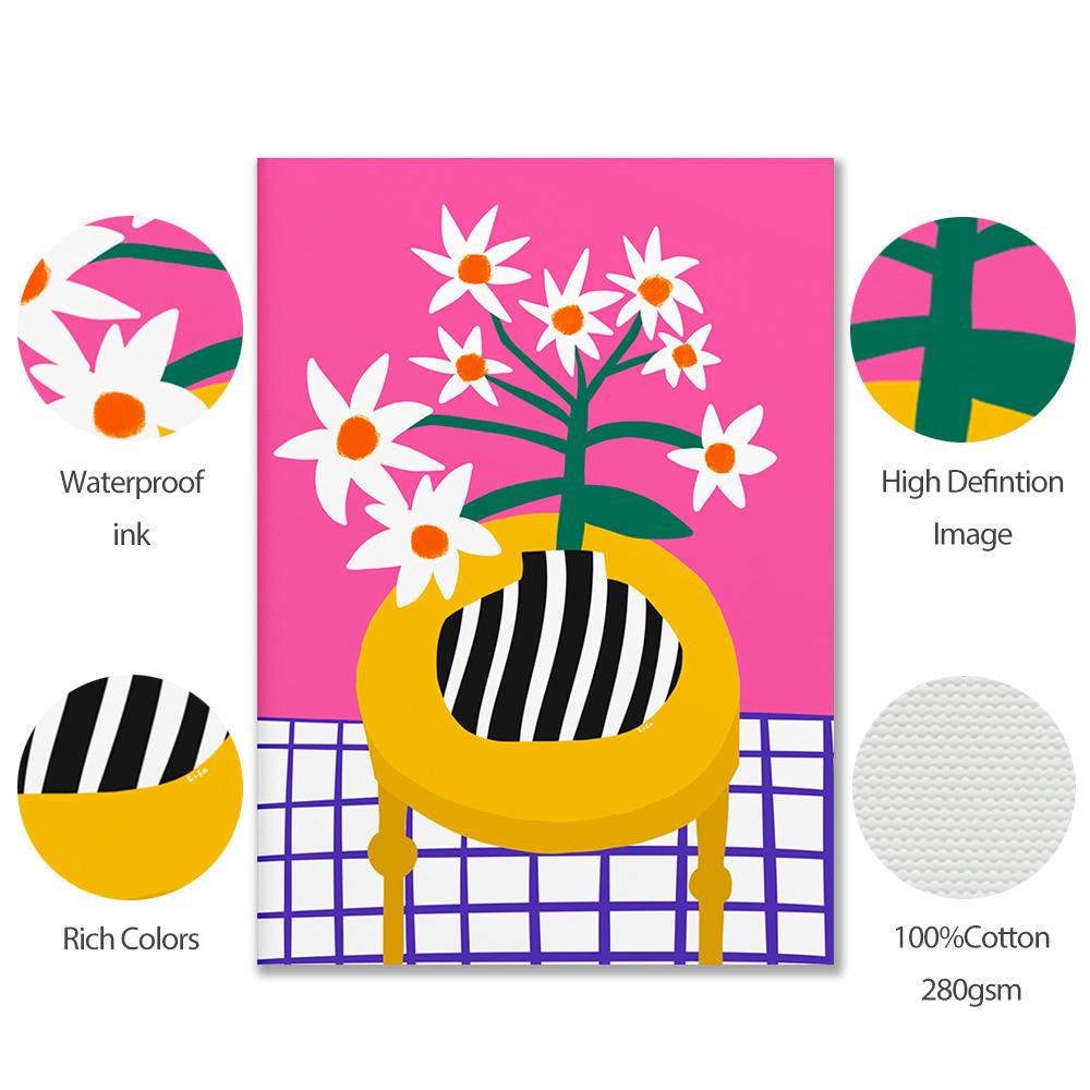 Abstrakte Vase Indoor Leinwand Malerei Kunst Wand Blumentopf Lustige Frau Bunte Blume Poster Bild Drucken Wohnzimmer Wohnkultur