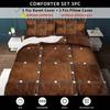 3Pcs Vintage Leather Studded Duvet Cover Set,Brown Textured Rustic Chic Bedding With Pillowcases,Luxury Thanksgiving Decor