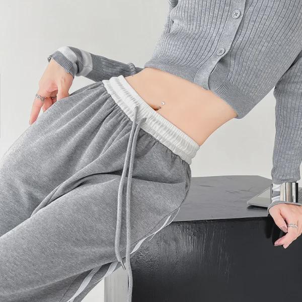 Women's Retro Striped Colorblock Wide-Leg Sweatpants