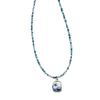 Unique Beach Style Beaded Necklace Blue Shell Pendant Detail Clavicle Chain Adjustable Length Neckchain