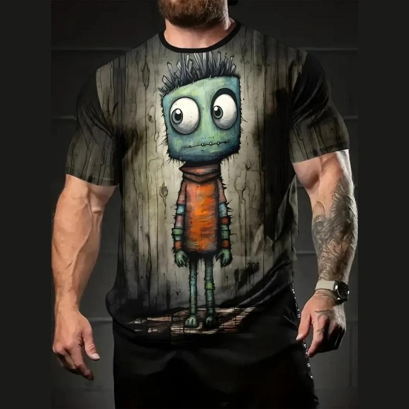 

3D Printed Funny Cat Dog T-Shirt For Kids Cute Little Monster Graphic Tees Summer Short Sleeve Tops Street Children s Loose T Shirts 100