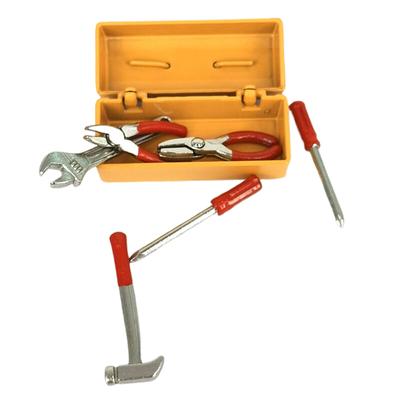 1Sada Miniaturní skříňka na nářadí Domeček pro panenky Box na nářadí + 6 nástrojů Ruční nářadí Sady Model Nábytek Příslušenství Dekorace Domečku pro panenky Hračky Dárek