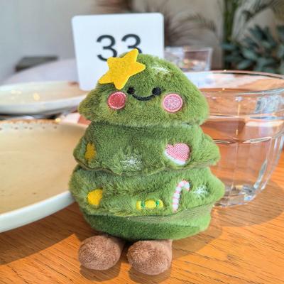 15CM Cartoon Mini Christmas Tree Plush Pendant Doll Delicate Tree Key Chain Toy Home Holiday Decor Birthday Xmas Gifts