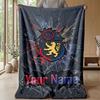 Lyon FC Custom Name Text Flannel Blanket Soccer Logo Personalized Fleece Throw Blanket Special Gift For Sofa Bedroom Home