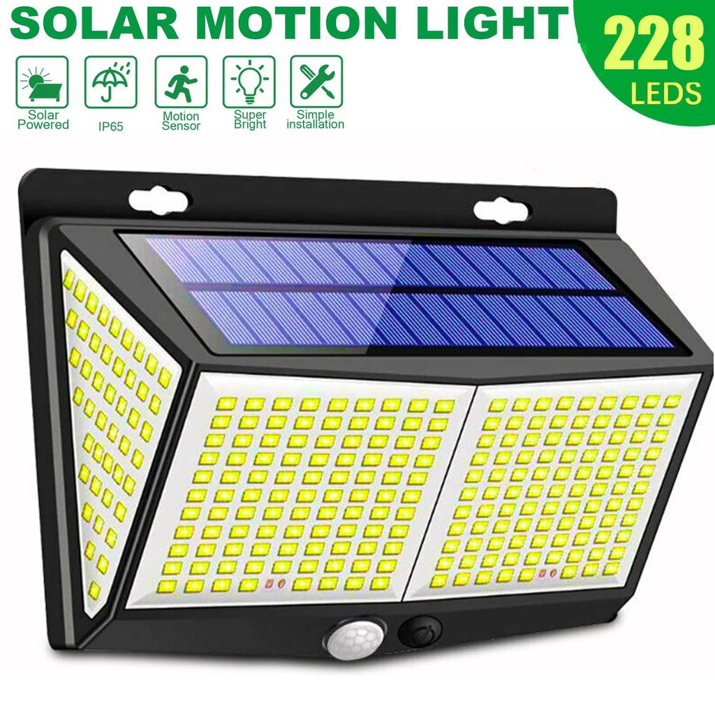 Solar Sensor Lights PIR Motion Sensor Lamp 288LED Outdoor IP65 Waterproof for Porch Garden Patio Yard Garage Pathway with 3 Mode