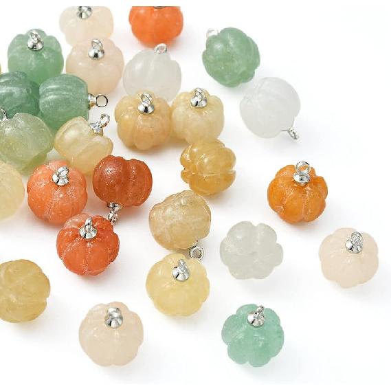 Ipotkitt 30 Pcs Natural Mixed Gemstone Connector Charms Sun Stone Charms Links Celestial Stone Charms for Jewelry Making DIY Craft Findings