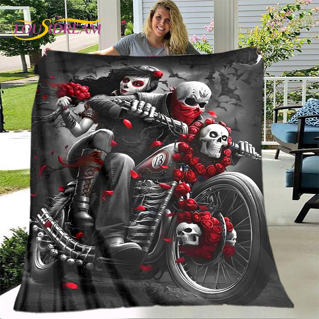 Gothic Horror Female Skull Dead Girl 3D Soft Plush Blanket,Flannel Blanket Throw Blanket for Living Room Bedroom Bed Sofa Picnic