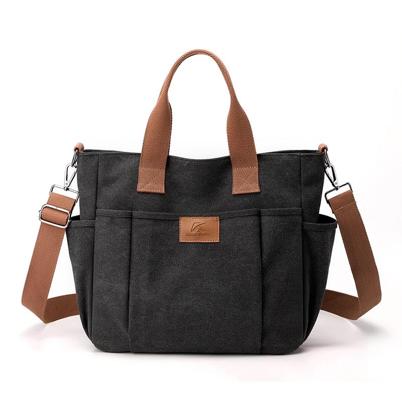 Plátěná crossbody taška velké kapacity v korejském stylu pro ženy - Trendy móda 2025