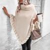 Pulover Cape Supradimensionat pentru Femei cu Margine din Blană Artificială Ușoară - Cardigan Confortabil cu Tiv Volane, Pulover Rochie pentru Ținute Casual la Chic de Toamnă și Iarnă