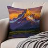 MMountain Landscape Pillow Art Decor Cushion Cushion Cover Pillowcase Antidustmite Invisible Zipper Short Plush Sofa Cushion