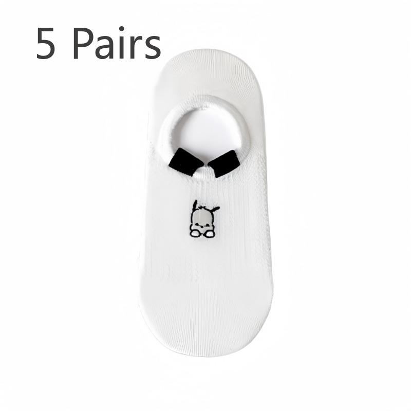 

5 Pairs of Female Summer Thin Do Not Fall with Pure Cotton Deodorant Sweat Absorption Breathable Shallow Mouth Socks 5 Pairs чистый белый