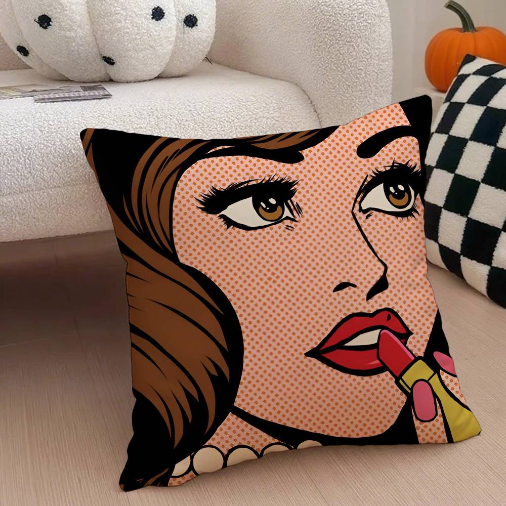 Anime P-Pop Ant Sexy Girls Pillow Case Anti-Dustmite Pillowcase Invisible Zipper Silky Short Plush Sofa Cushion Cover