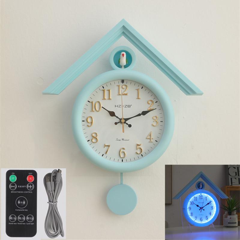 

Luminous Wall Clock Luxury Cuckoo Clocks Led Watch Retro Table Clock Bedroom Silent Living Room Decoration Elegant Room Ornament синій