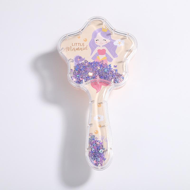2023 New Cartoon Quicksand Comb with Glitter and Foam Hair Cushion Massage Comb for Cosmetic Styling