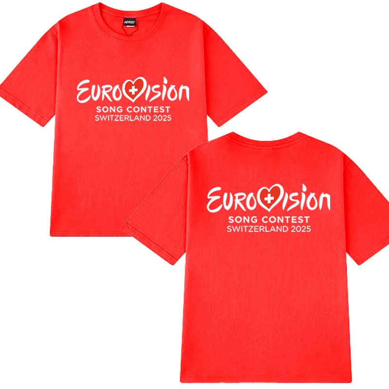 Ny i Eurovision 2025 T-shirt Eurovision Song tryckt T-shirt Män Kvinnor Mode Y2k kortärmade T-shirts Unisex Bomullstoppar