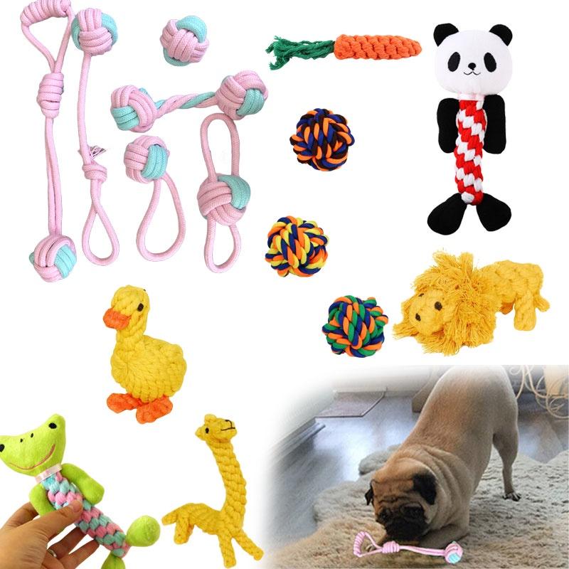 Kit de 6x Brinquedos de Corda para Cães Resistentes e Duráveis Nó de Mastigar Bola Pet Filhote Urso Brinquedo de Algodão Atacado