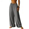 Women's  Fashionable Loose Solid Color Elastic Waist Pocket Straight Leg Casual Pants