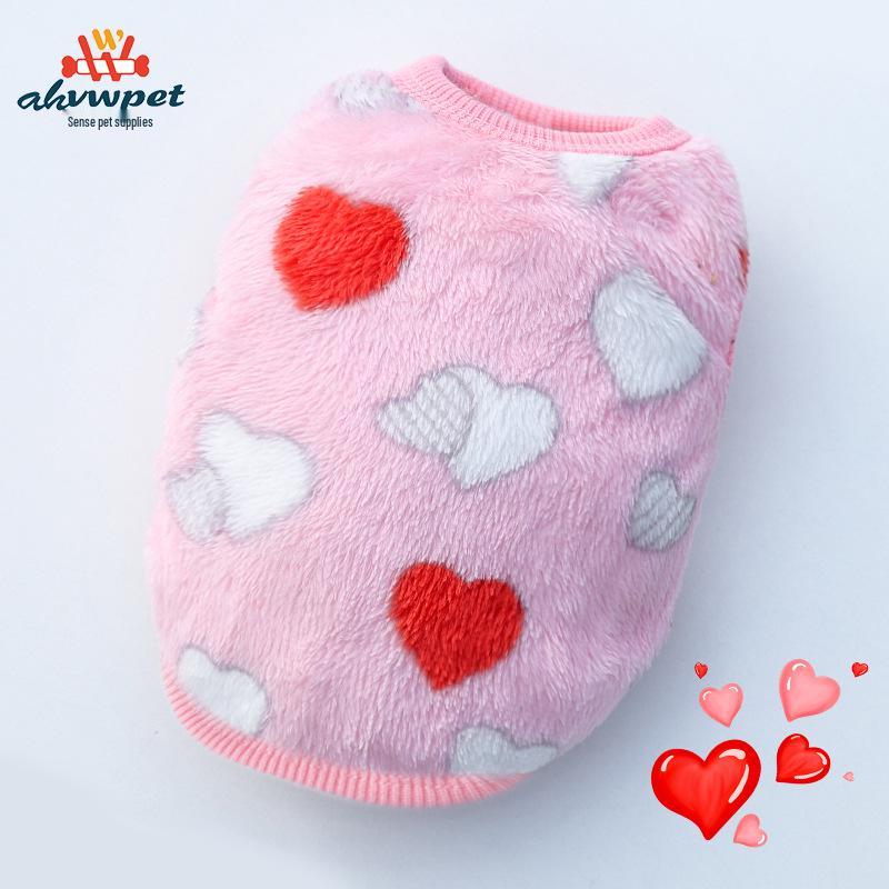 Cozy Cartoon Puppy Flannel Cat & Dog Vest - Warm Teacup Doggy Clothes for Small Pets