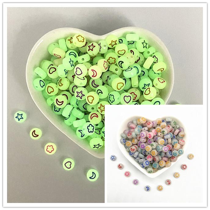 100 Stück 7x4mm A-Z Leuchtende Perlen Buchstabenperlen Acryl Abstandshalter Perlen Für Schmuckherstellung DIY Anhänger Armband