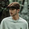 Pure Color Newsboy Flat Cap British Style Retro Painter Hat Embroider Letter Hat  Streetwear