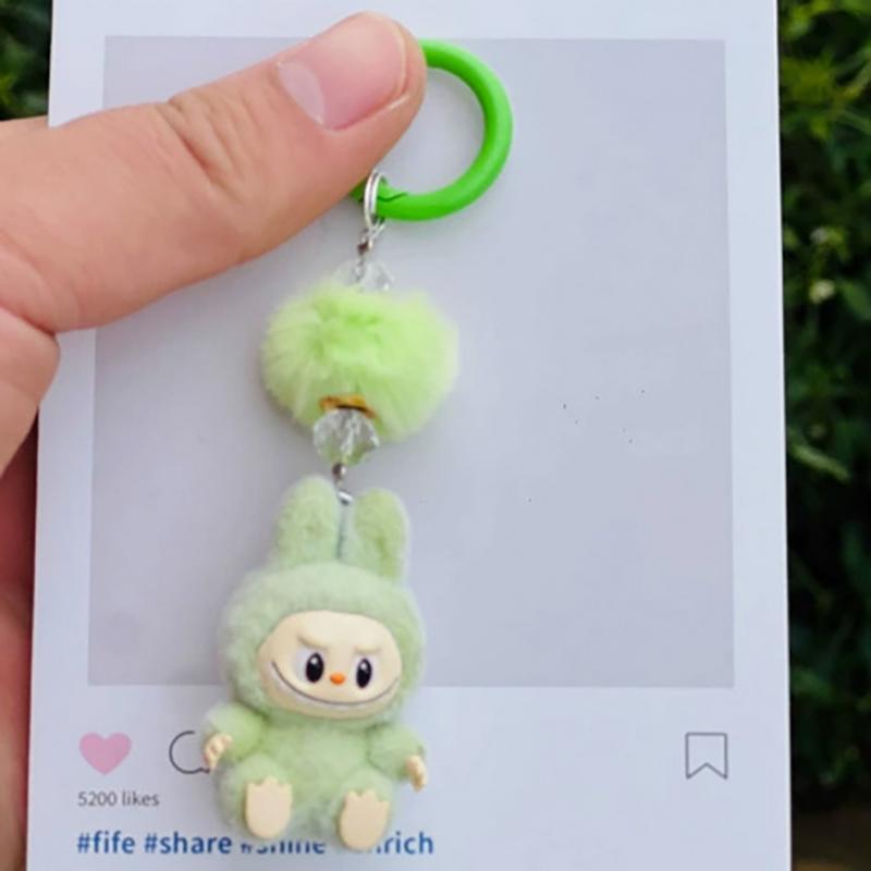 

Мини Флок Лабубу Каваи Частицы Брелок Сумка Шарм для Мобильного Телефона Брелок Подарок