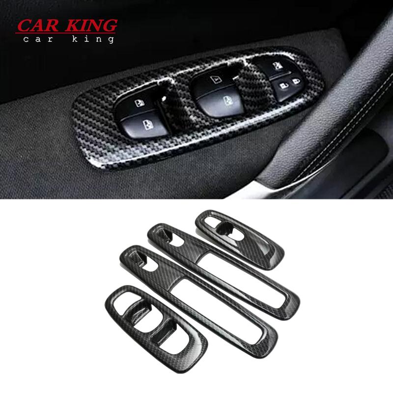 For Renault Kadjar 2015 2016 2017-2019 Car Styling Cover Protect Stick Trim Carbon Fibre Car Door Inner Built Handle Bowl 4pcs