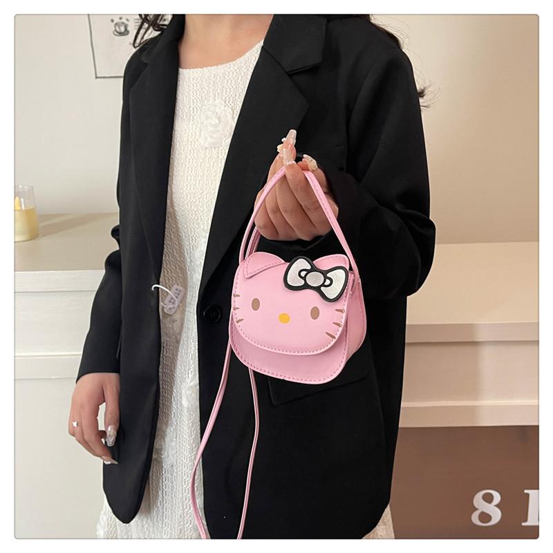 Hello Kitty Mini Bag for Girls Cute Cartoon Cat Shoulder Crossbody Bag Small Square Coin Purse KTB