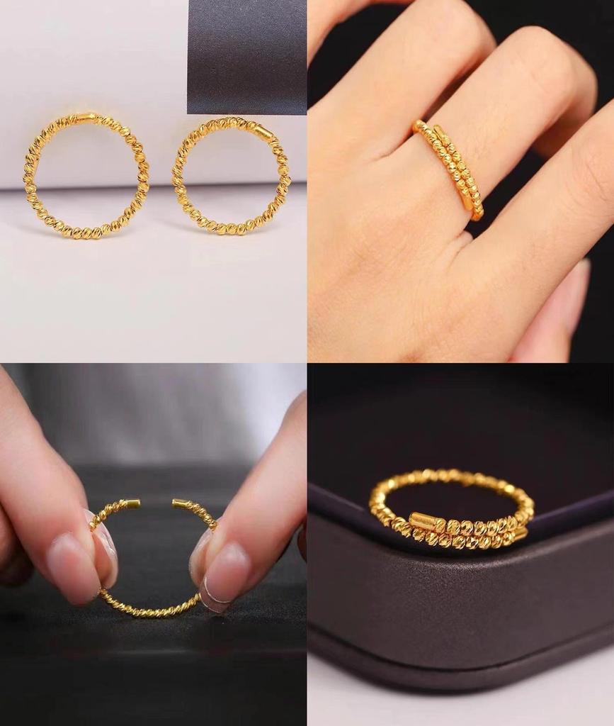 Stylish Geometric Gold Plated Ring For Women Featuring Unique Disco Design And Adjustable Size