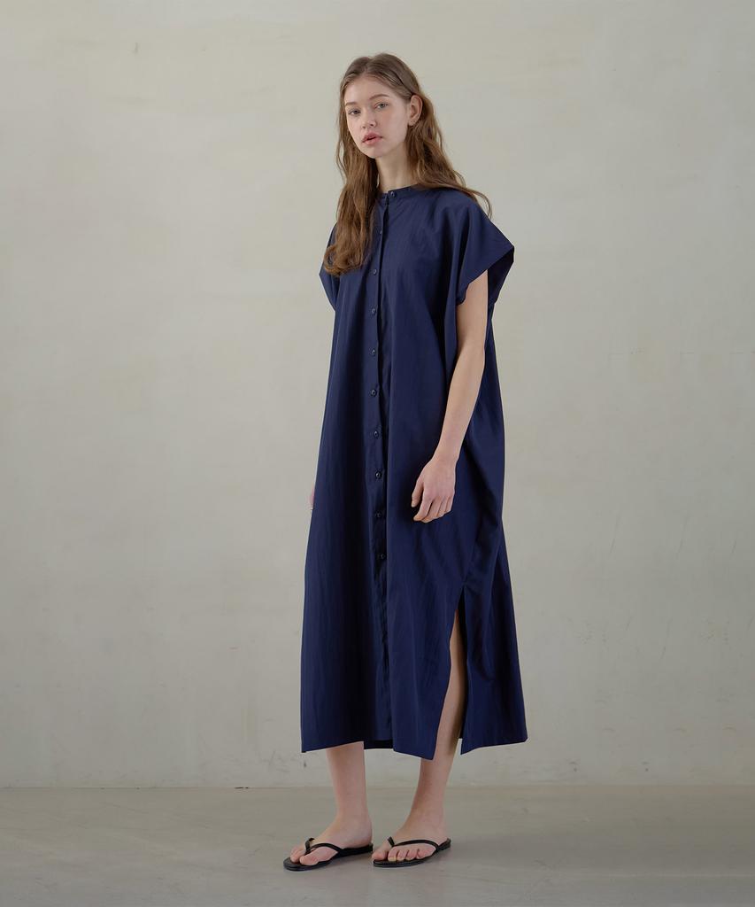 Atempo Nocollar Shirt Long Onepiece_Navy