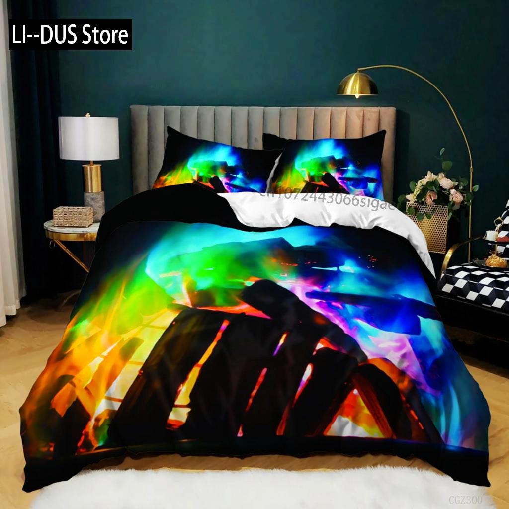 

Comforter Firewood Microfiber Burning Flame Atmosphere Bedding Set For Teens Adults Soft Twin Queen King Size Comforter (quilt)-EU Single(135*200cm)3pcs
