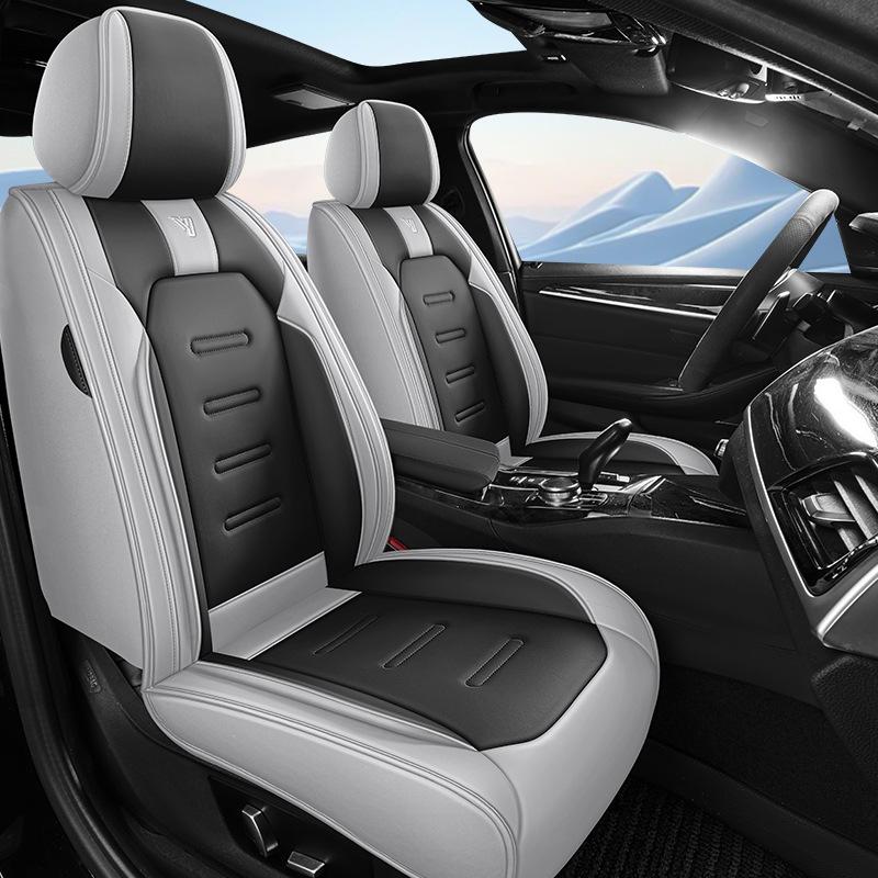 Fundas de Asiento Transpirables de 5 Plazas / Cubierta Completa de Cuero PU / Acolchado Estéreo Lateral para Mayor Comodidad / Protectores de Asiento para Todas las Estaciones / Cuidado del Interior